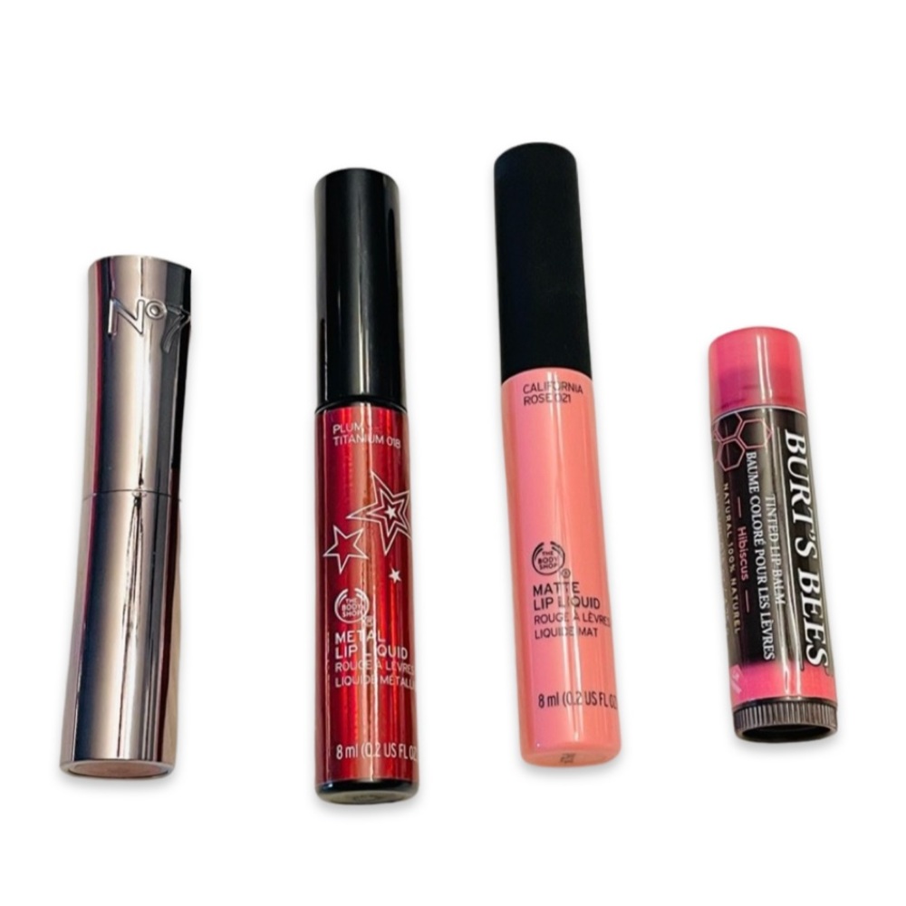 Lipstick Lot - The Body Shop, No7, Burt's Bees Lipstick Bundle - 4 Items